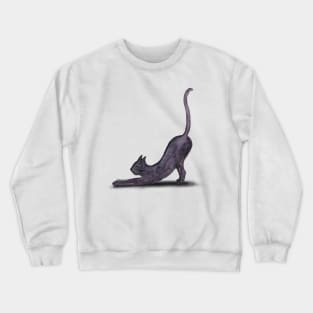 Big stretch! Purple Blob Cat - Hand Painted in Watercolour Crewneck Sweatshirt